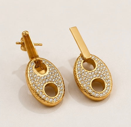 Elegant Oval Crystal Drop Earrings