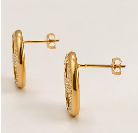 Elegant Oval Crystal Drop Earrings