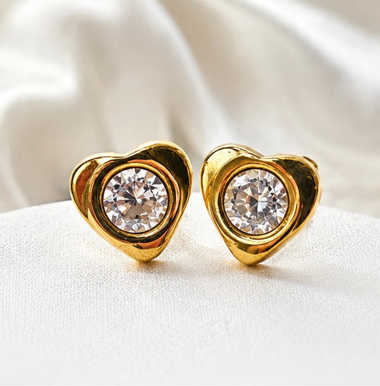 Elegant Heart Crystal Stud Earrings