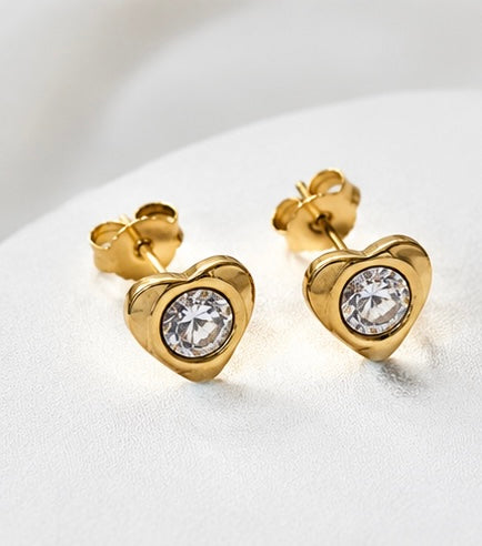 Elegant Heart Crystal Stud Earrings