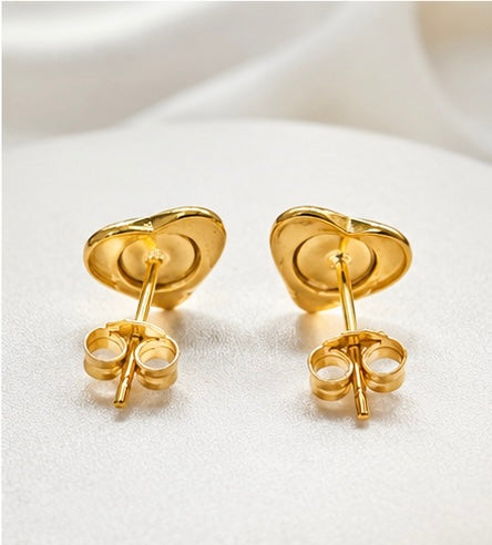Elegant Heart Crystal Stud Earrings