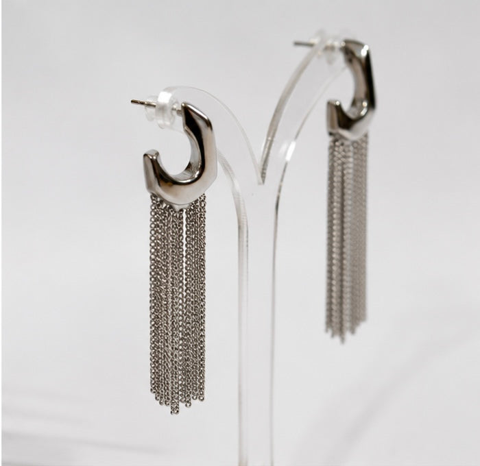 Silver Waterfall Chain Earrings