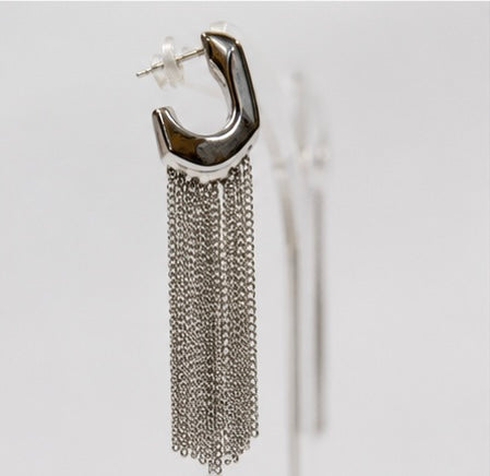 Silver Waterfall Chain Earrings
