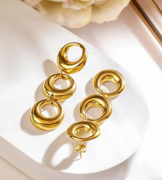 Modern Linked Hoop Drop Earrings