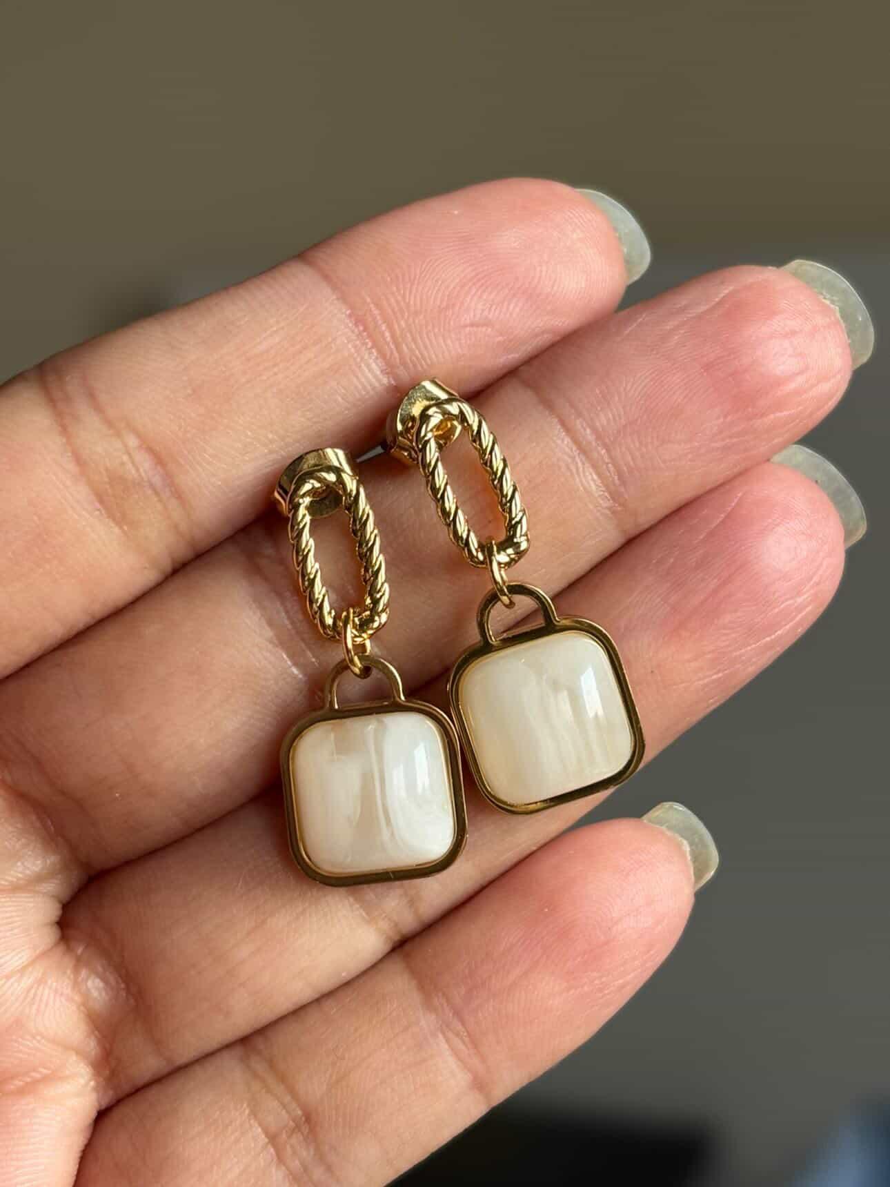 Eternal Marble Square Earrings