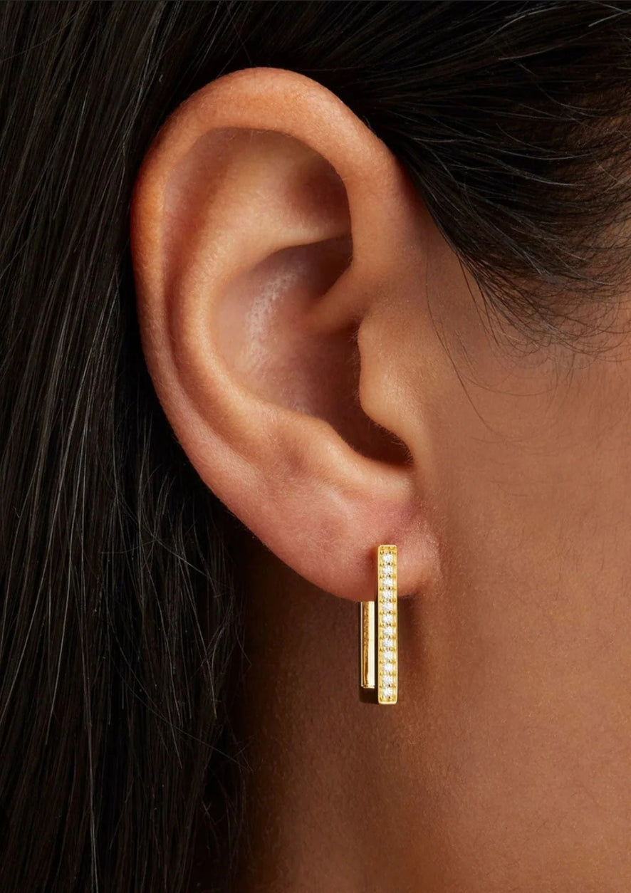 Edge Crystal Pave Hoops