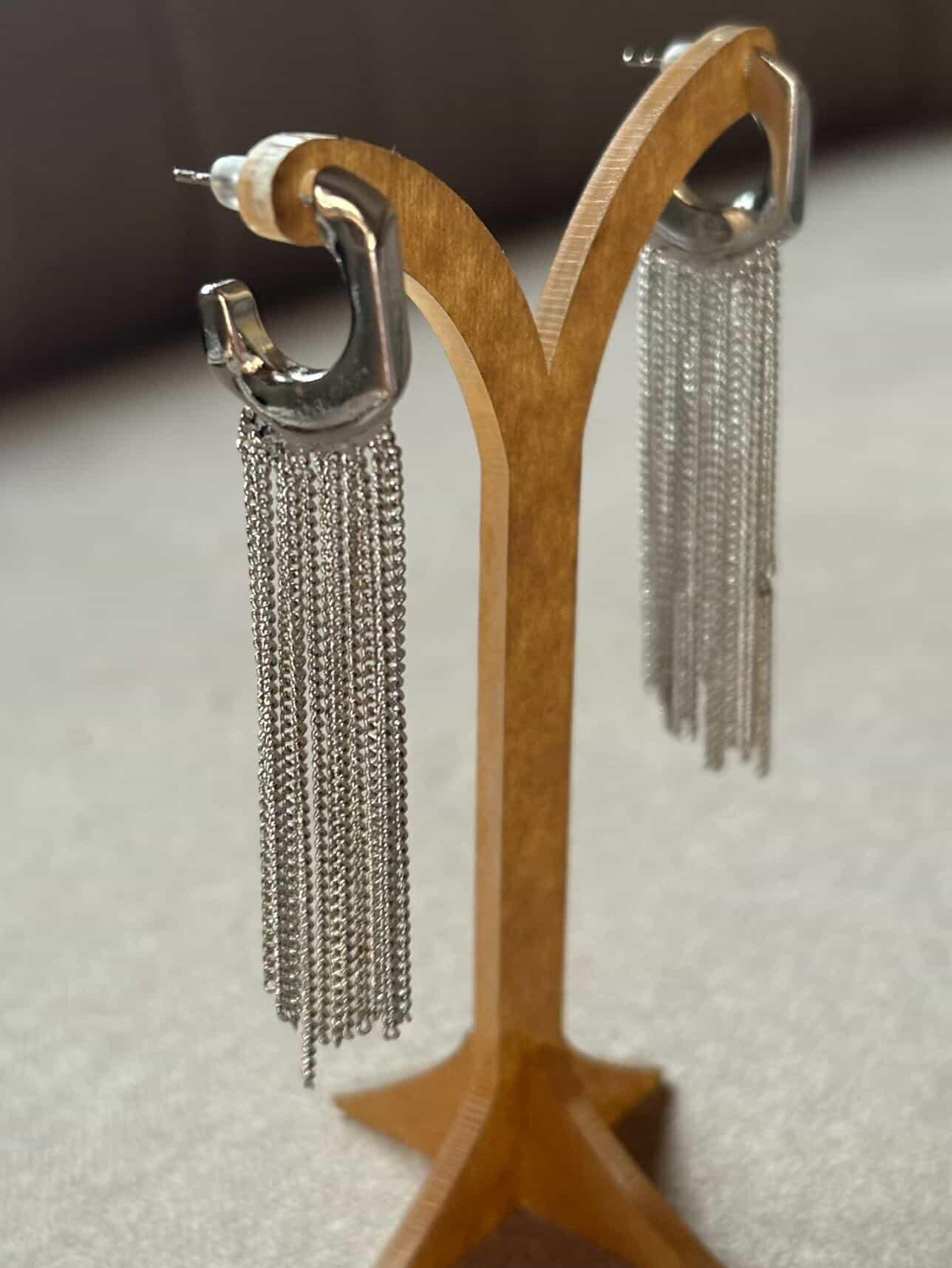 Silver Waterfall Chain Earrings
